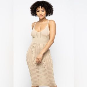 NWT Hera Collection Knit Cami Dress MIDI Length in Nude